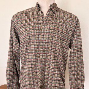 Retro Jhanes Barnes - Abstract Print Long Sleeve Shirt - Size Medium